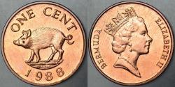 BERMUDA 1 CENT 1988 KRALİÇE II. ELİZABETH. ÇİLALTI+