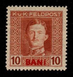 İmparator Charles KuK FELDPOST 10 BANI KIRMIZI