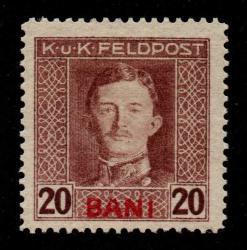 İmparator Charles KuK FELDPOST 20 BANI KIRMIZI