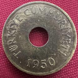 Türkiye Delikli 1 Kuruş 1950