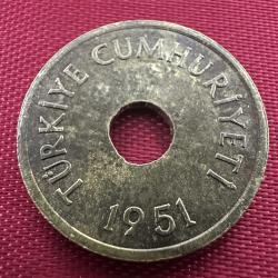 Türkiye Delikli 1 Kuruş 1951