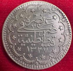 OSMANLI MEHMED REŞAD 1909-1918 ( AH 1327-1336)  5 KURUŞ GÜMÜŞ 1327/4