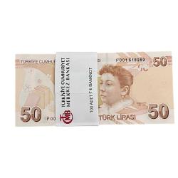 9.Emisyon 50 Türk Lirası F001 Deste 100 Adet İlk Prefix