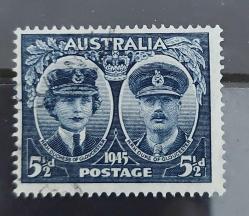 Avustralya 1945 - Zafer serisinden damgalı valör