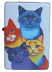 Dört Kedi Zippo Tarzı Benzinli Çakmak Siyah