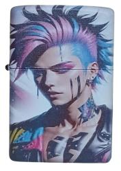 Punkçı Kız Zippo Tarzı Benzinli Çakmak Siyah