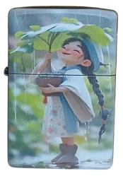 Yağan Yağmur Zippo Tarzı Benzinli Çakmak Siyah