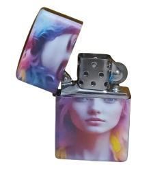 Kadın Model 1 Zippo Tarzı Benzinli Çakmak Siyah