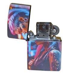 Kadın Model 2 Zippo Tarzı Benzinli Çakmak Siyah