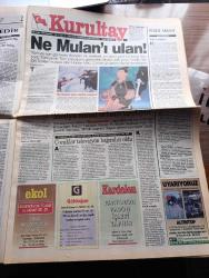 Büyük Kurultay Gazetesi - Turkish Newspaper - 25 Ocak 1999 - sinemalarda gösterime sunulan Amerikan yapımı Mulan adlı çizgi filmde Hunlar kötü adam Çinliler iyi adam rolünde - MHP'ye aday hücumu - MHP Genel Başkanı Devlet Bahçeli 18 Nisan 1999 tarihinde yapılması gereken seçimler milletimiz için kader günüdür dedi fotoğraf - Türkiye Profesör Ahmet Vefik Alp'in projesini konuşuyor - Üsküdar'da MHP seçim bürosunu bombalayanlar PKK'lı çıktı - Ali Tayyar Önder Türkiye'de mozaik bir etnik grup var iddiaları bilim aykırıdır fotoğraf - Refah Fazilet çizgisinin çıkmazları Avukat Oğuz Ünal araştırdı - kim bunlar yazan Nazif Okumuş - soygunculuğun yeni adı banka batırmak - Ülküm işçiler Umut seçimlerde - eşkıyabaşı Abdullah Öcalan Rusya'nın kuklası oldu - Romanya'yı da IMF yaktı - PKK'nın kuruluşunda KGB'nin parmağı var - İstanbul'da 5,5 milyon kişi oy kullanacak - Tansu Çiller'in umudu Tony Blair'cilikte - kanımızı kaynatan şiirler - Fahri Ersavaş - Türkiye'nin %90'ı Türk'üm diyor