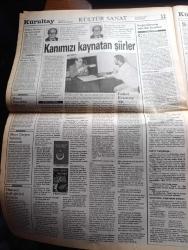 Büyük Kurultay Gazetesi - Turkish Newspaper - 25 Ocak 1999 - sinemalarda gösterime sunulan Amerikan yapımı Mulan adlı çizgi filmde Hunlar kötü adam Çinliler iyi adam rolünde - MHP'ye aday hücumu - MHP Genel Başkanı Devlet Bahçeli 18 Nisan 1999 tarihinde yapılması gereken seçimler milletimiz için kader günüdür dedi fotoğraf - Türkiye Profesör Ahmet Vefik Alp'in projesini konuşuyor - Üsküdar'da MHP seçim bürosunu bombalayanlar PKK'lı çıktı - Ali Tayyar Önder Türkiye'de mozaik bir etnik grup var iddiaları bilim aykırıdır fotoğraf - Refah Fazilet çizgisinin çıkmazları Avukat Oğuz Ünal araştırdı - kim bunlar yazan Nazif Okumuş - soygunculuğun yeni adı banka batırmak - Ülküm işçiler Umut seçimlerde - eşkıyabaşı Abdullah Öcalan Rusya'nın kuklası oldu - Romanya'yı da IMF yaktı - PKK'nın kuruluşunda KGB'nin parmağı var - İstanbul'da 5,5 milyon kişi oy kullanacak - Tansu Çiller'in umudu Tony Blair'cilikte - kanımızı kaynatan şiirler - Fahri Ersavaş - Türkiye'nin %90'ı Türk'üm diyor