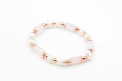Hakiki Doğal İnci ve Pembe Kuvars Taşı Bileklik