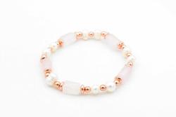 Hakiki Doğal İnci ve Pembe Kuvars Taşı Bileklik