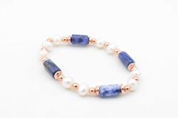 Hakiki Doğal İnci ve Sodalit Taşı Bileklik
