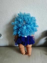 SUNMAN DAMGALI ET BEBEK KIVIRCIK MAVİ SAÇLI TOMBİŞ GÜZELLİK 24 CM boyunda çok tatlış