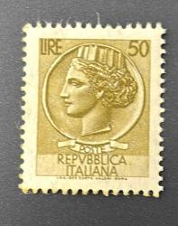 İtalya Pulu - Italy Stamp -  Postadan Geçmiş Pul Filateli - SYRACUSE MADENİ PARASI TEMALI PUL, 50 PARA - YABANCI PULLAR -NOSTALJİK DOĞUM GÜNÜ HEDİYESİ