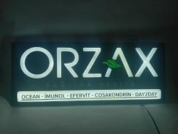 orzax ışıklı tabela . çalışır durumda. uzun kablosu var 55x21cm