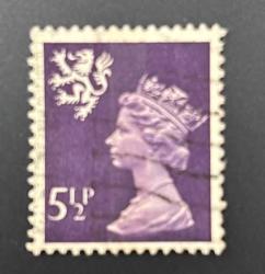 İngiltere Pulu - England Stamp - Postadan Geçmiş Pul Filateli - DAMGALI - KRALİÇE II. ELIZABETH TEMALI PUL, 5 1/2 PARA - YABANCI PULLAR -NOSTALJİK DOĞUM GÜNÜ HEDİYESİ