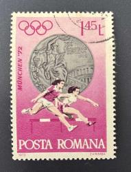 Romanya Pulu - Romania Stamp - Postadan Geçmiş Pul Filateli - Damgalı - 20. Olimpiyat Oyunları - Kadınların Yüksek Atlaması Temalı Pul , 1.45 PARA - YABANCI PULLAR - NOSTALJİK DOĞUM GÜNÜ HEDİYESİ
