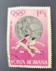 Romanya Pulu - Romania Stamp - Postadan Geçmiş Pul Filateli - Damgalı - 20. Olimpiyat Oyunları - Kadınların Yüksek Atlaması Temalı Pul , 1.45 PARA - YABANCI PULLAR - NOSTALJİK DOĞUM GÜNÜ HEDİYESİ