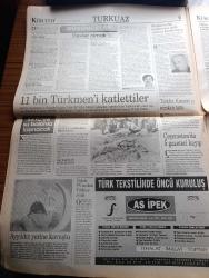 Büyük Kurultay Gazetesi - Turkish Newspaper - 12 Ocak 1998 - milletvekilleri halkı temsil etmekten uzaklar meclisin itibarını kalmadı - Süleyman Demirel ve Hikmet Çetin endişeli - Hayri Kozakçıoğlu Türkiye'de Türk yok dedi mi demedi mi - Tunca Toskay kürtler azınlık değildir - şehitler albümüne yoğun bilgi akıyor - başörtüsüne ceza üstüne ceza - Türkiye Tekel için ayağa kalktı - Büyük soygun Mustafa Kalemli'ye yüce divan yolu gözüktü - Ruslar Narmirza'nın başını kesip Kurban bayramında eve yolladılar - Suriye Kürtleri kendi çıkarları için kullanıyor - DHKPC'nin hedefi İncirlik üssü - yoksulluk sınırı 131,5 milyon lira - Talibanlar 11 bin Türkmen'i katlettiler - Mevlüt Uluğtekin Yılmaz'ın son kitabı Azerbaycan'da yayınlandı - Çözümün adı ülkücü hareket - büyük Türk milletine Noel mi Asimile mi - Onbir Ayın sultanı ramazan sayfası - boğazlara hakim olmamız gerekiyor - boğaz için Petrol en büyük tehlike - Bakü Ceyhan hattı tam gaz - Rusya ile Yunanistan limanda anlaştı