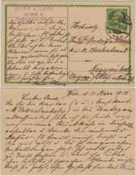 AVUSTURYA VİYANA'DAN NAGİMİHALY'E POSTADAN GEÇMİŞ KARTPOSTAL 11 MART 1914.