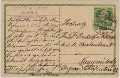AVUSTURYA VİYANA'DAN NAGİMİHALY'E POSTADAN GEÇMİŞ KARTPOSTAL 11 MART 1914.