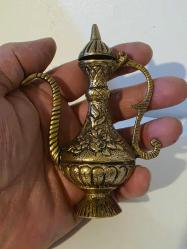 Vintage minyatür pirinç ibrik 12 cm boyunda ağır