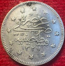 OSMANLI MEHMED REŞAD 1909-1918 ( AH 1327-1336)  2 KURUŞ GÜMÜŞ 1327/3