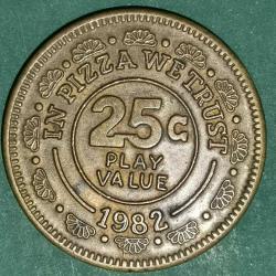 Chuck E. Cheese's Pizza Time Theatre oyun jetonu  1982   25 CENT