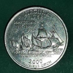 AMERİKA   2000 D   25 CENT  ÇEYREK DOLAR   HATIRA 50 Eyalet Çeyreklikleri - Virginia