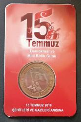 2016 15 Temmuz Hatıra Tedavül 1 Lira Kendi Özel Tanıtım Kitinde