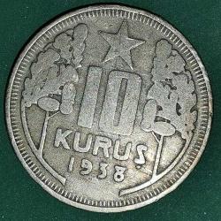 TÜRKİYE  1938  10   KURUŞ