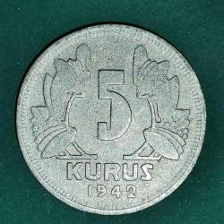 TÜRKİYE  1942    5   KURUŞ