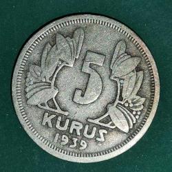 TÜRKİYE  1939    5   KURUŞ