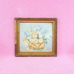 ANTİKA SEPETTE PAPATYALAR VE KIR ÇİÇEKLERİ TEMALI NATÜRMORT YAĞLIBOYA RESİM