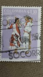 1971 YILI KOLOMBİYA YEREL KIYAFETLER  VE DANSLAR HAVA POSTASI  TAM SERİ DAMGALI ŞARNİYERSİZ