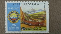 1966 YILI KOLOMBİYA Hava Postası: Kolombiya Otomobil Kulübü'nün 25. Yıldönümü TAM SERİ DAMGASIZ ŞARNİYERSİZ