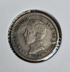 İSPANYA 50 CENT 1904 ( YILDIZLAR  İÇİNDE 1 ve 0 RAKAMLARI  )