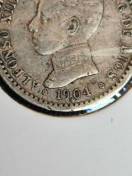 İSPANYA 50 CENT 1904 ( YILDIZLAR  İÇİNDE 1 ve 0 RAKAMLARI  )