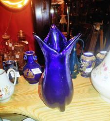 20037-ÇOK ŞAHANE MAVİ RENK MURANO CAM VAZO