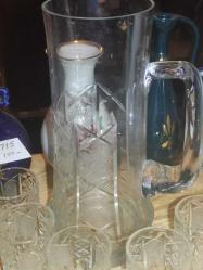 20041-ESKİLERDEN AVRUPA KESME CAM KRİSTAL 6 ADET RAKI KADEHLERİ VE SÜRAHİSİ