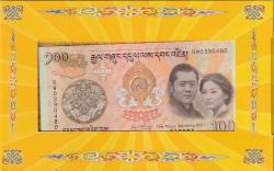 BHUTAN 2011 100  NGULTRUM KRALİYET EVLİLİK HATIRA FÖYÜNDE ÇİL