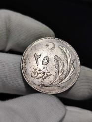 1928 Yılı 25 Kuruş (Manda Gözü) Başak Yukarı Nadir Çil