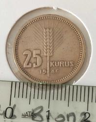 1946 YILI ORİJİNAL 25 KURUŞ MADENİ BRONZ 4LL2ZZ1 ÇİLALTI ÇOK NADİR