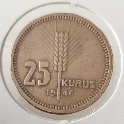 1946 YILI ORİJİNAL 25 KURUŞ MADENİ BRONZ 4LL2ZZ1 ÇİLALTI ÇOK NADİR