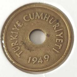 1949 DELİKLİ 2,5 İKİBUÇUK KURUŞ ORİJİNAL MADENİ PARA 4HHH1C NADİR
