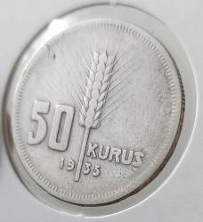 1935 YILI ORİJİNAL GÜMÜŞ 50 ELLİ KURUŞ WW2RR1A ÇOK NADİR