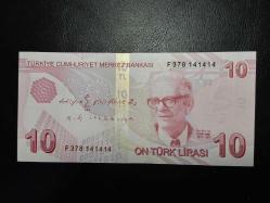 9. EMİSYON 10 TÜRK LİRASI F 378 14 14 14 PLAKA ( BOLU ) TCB 5016