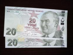 9. EMİSYON 20 TÜRK LİRASI F 001 626327- G 001 463517 ÇİL  TCB 4949